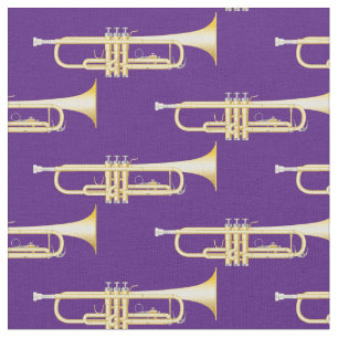 Tela Músico musical Trumpets Decoración morada