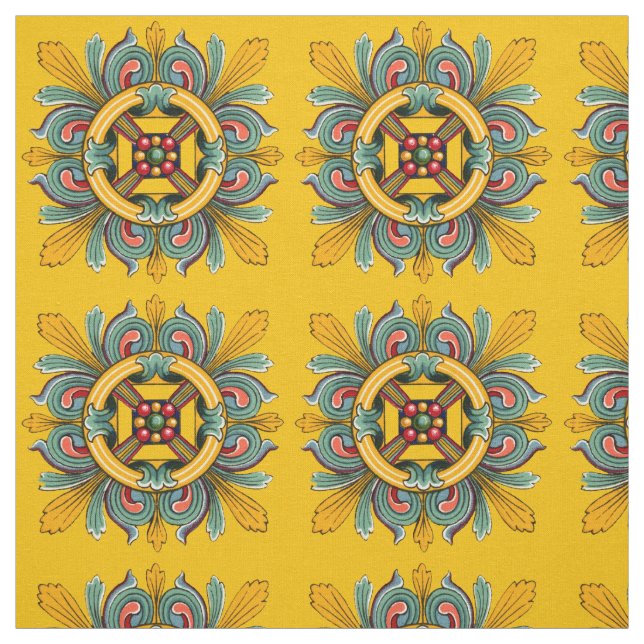 Tela Mustard Victorian Tile Design (Retal)