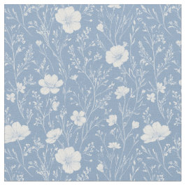 Tela Muted Blue And White Wildflower Pattern