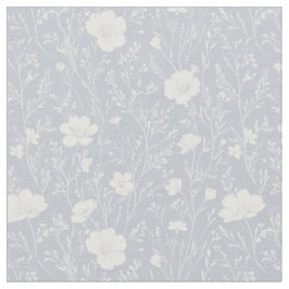Tela Muted Gray And White Wildflower Pattern