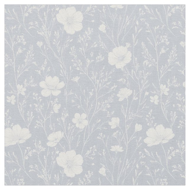 Tela Muted Gray And White Wildflower Pattern (De cerca)