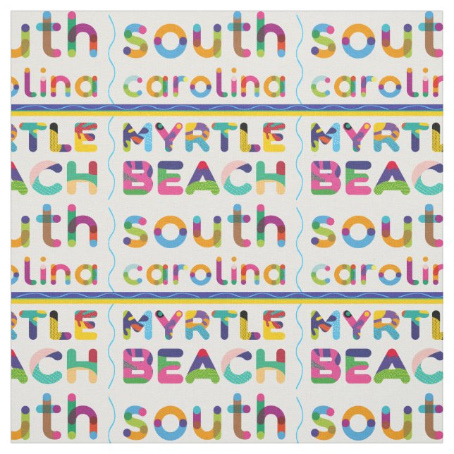 Tela Myrtle Beach, Carolina del Sur. Patrón de texto de (Retal)