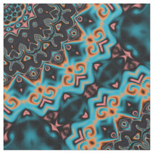 Tela Naranja Azul Verde azulado Negro Mandala Patrón Bo