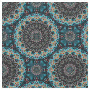 Tela Naranja Azul Verde azulado Negro Mandala Patrón Bo