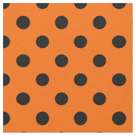Tela Naranja Black Polka Dots Textile