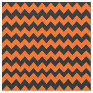 Tela Naranja brillante y patrón Chevron negro