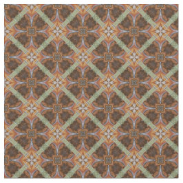 Tela Naranja Brown Desplazamiento Círculos Patrón Verde