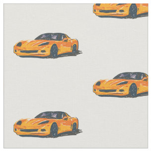 Tela Naranja C6 Corvette Tejido de esbozo dibujado a ma