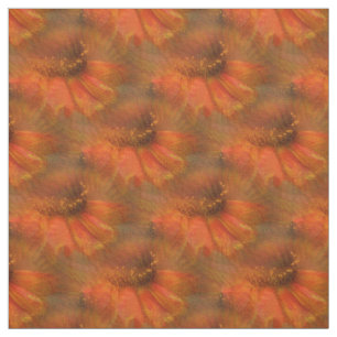 Tela Naranja Daisy Flor Naturaleza Patrón de arte