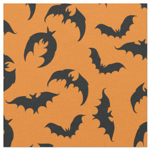 Tela Naranja de Bats Gothic Halloween