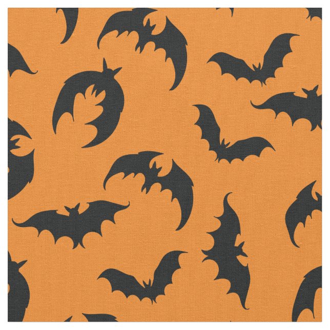 Tela Naranja de Bats Gothic Halloween (De cerca)