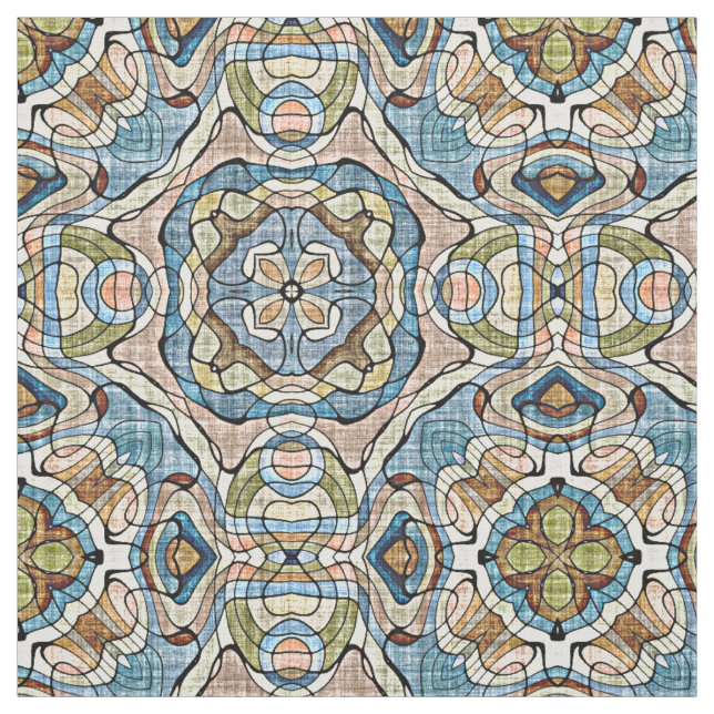 Tela Naranja de coral verde azul Bali estilo Batik (Retal)