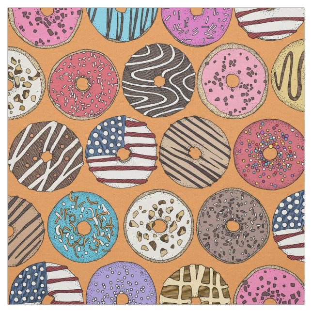 Tela naranja de donuts estadounidenses (Retal)