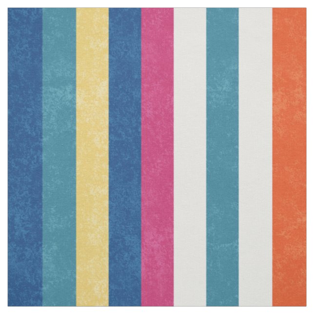 Tela Naranja de frambuesa azul Estampado blanco amarill (Retal)