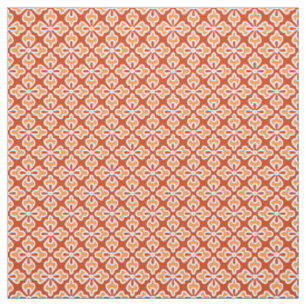 Tela Naranja de kimono floral, melocotón y mandarina