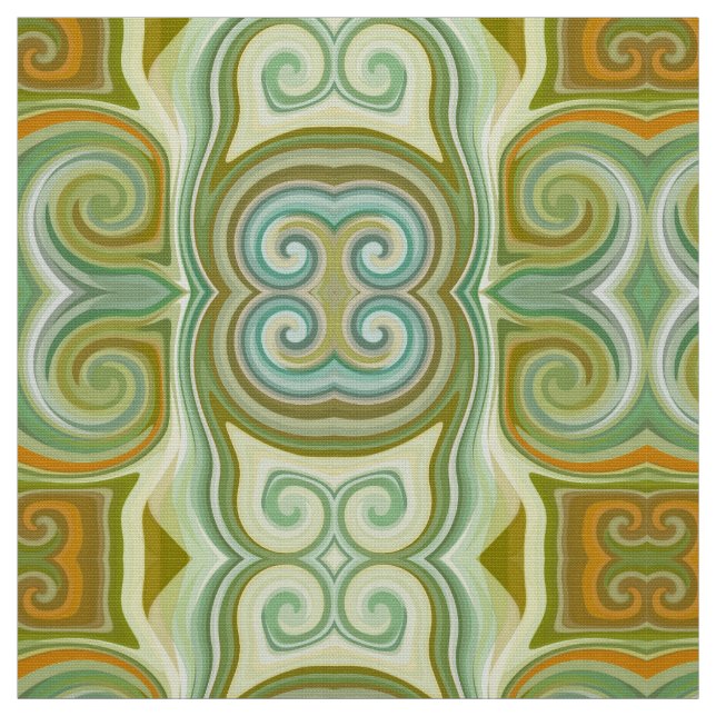 Tela Naranja de Olive de Swirl Aqua (Retal)