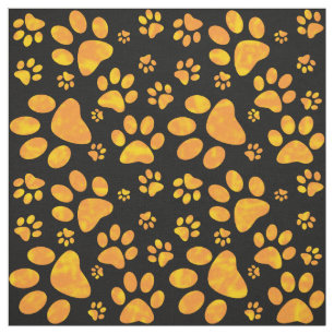 Tela Naranja de patrón de impresión de perras amarill