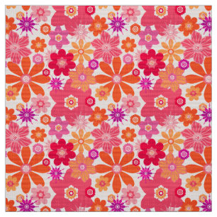 Tela Naranja de patrón floral estilo retro lindo rosa