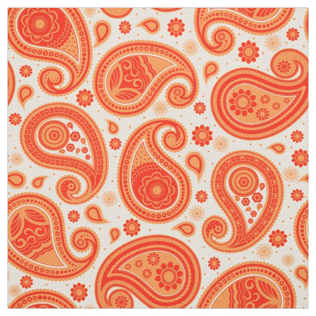 Tela Naranja de patrón Paisley y rojo (Retal)