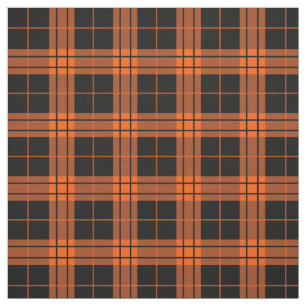 Tela Naranja de patrones de plaid/tartan y negro