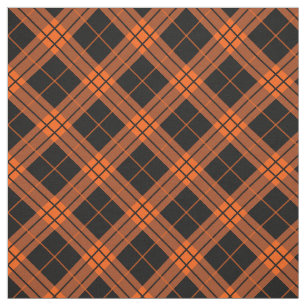 Tela Naranja de patrones de plaid/tartan y negro