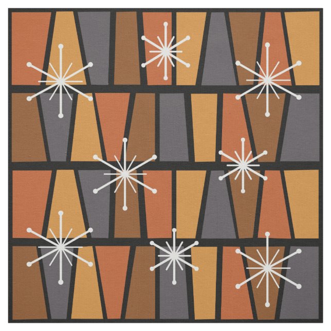 Tela Naranja de quemado de abstracto geométrico MCM (Retal)