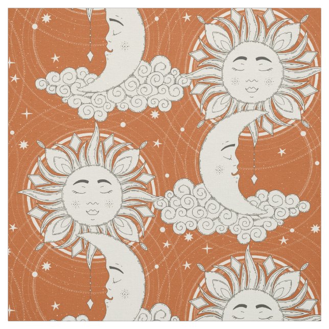 Tela naranja de sueños bohemios (Retal)