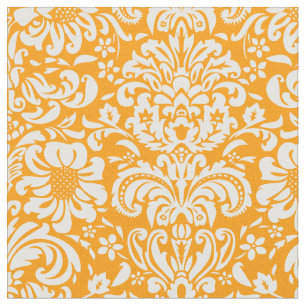 Tela Naranja Floral Damask