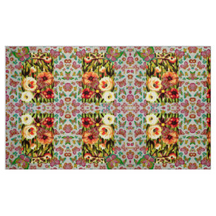 Tela Naranja Floral Fabric
