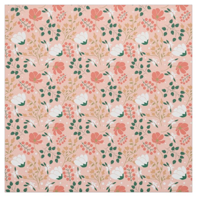Tela Naranja Floral rosa (Retal)