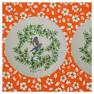 Tela Naranja floral Western Bluebird Fabric