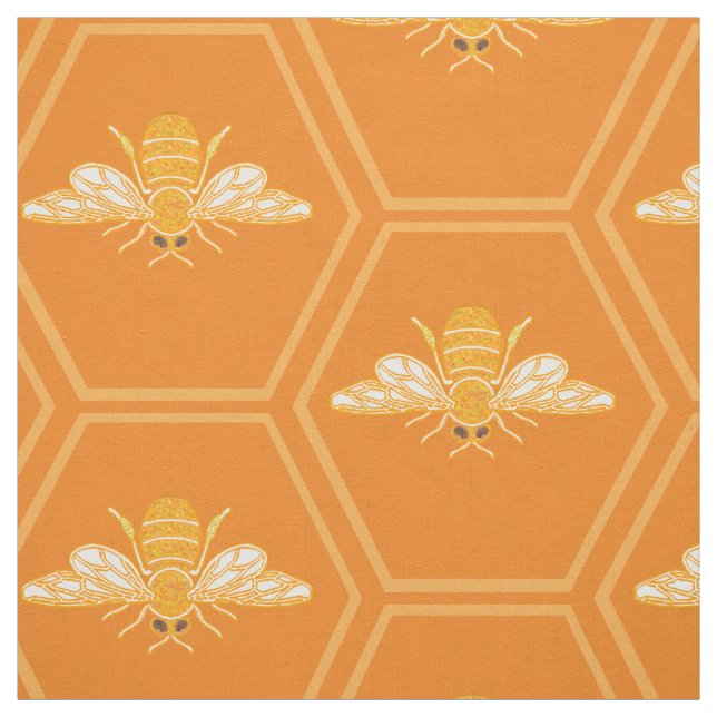 Tela Naranja honeycomb con abejas (Retal)