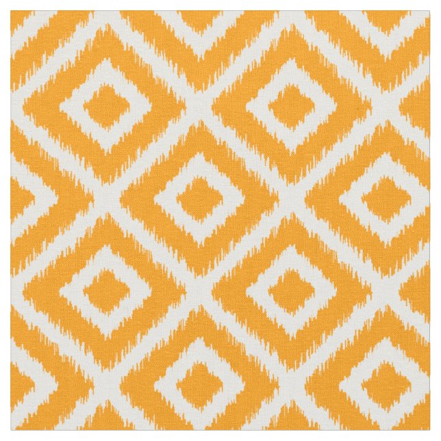 Tela Naranja Ikat Diamonds (De cerca)