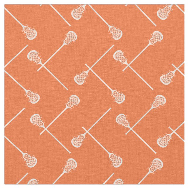 Tela Naranja Lacrosse White Sticks Patterado (De cerca)