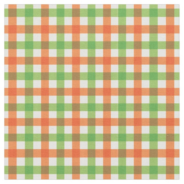Tela Naranja & Lime Green Bright Gingham Plaid/ Tartán (De cerca)