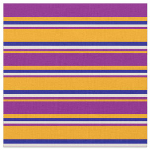 Tela Naranja, morado, beige y franjas azules oscuras