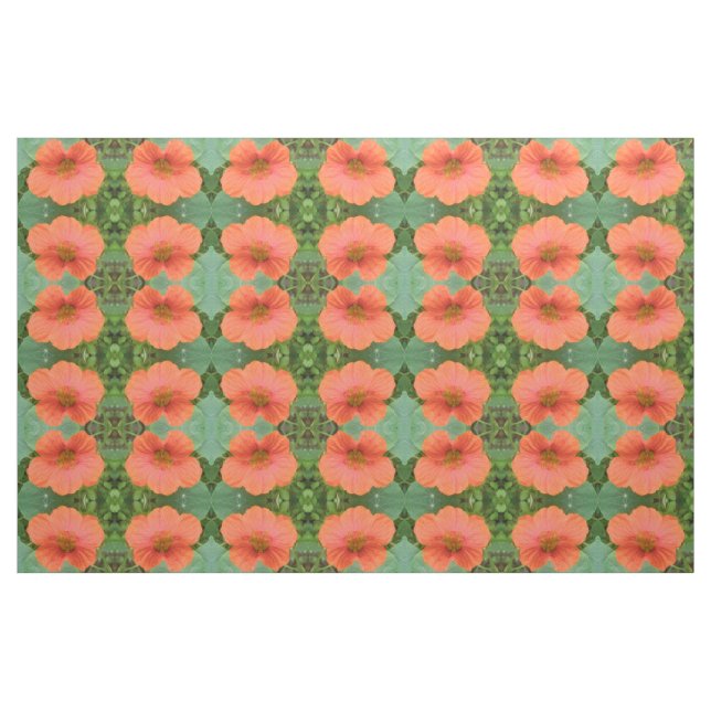 Tela Naranja Nasturtium Flor Floral Patterada ("Cuarto gordo" (fat quarter))