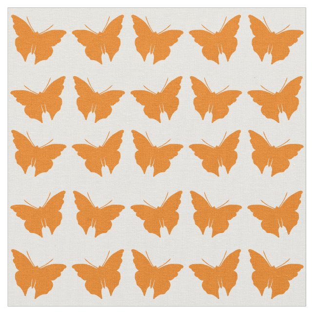 Tela Naranja Negrita Mod Butterflies (De cerca)