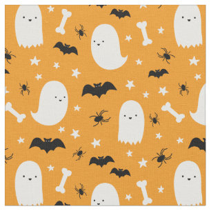 Tela Naranja negro lindo Fantasma arañas Halloween