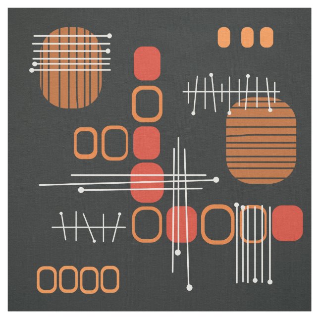Tela Naranja negro quemado de barkcloth con abstracto a (Retal)