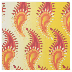 Tela Naranja oriental Doble llama Patrón Paisley persa