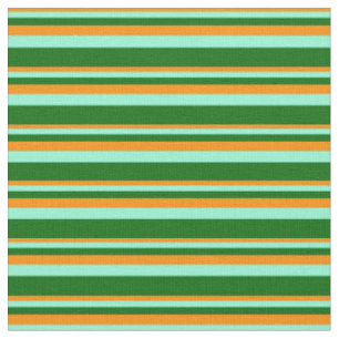 Tela Naranja oscuro, acuamarina y rayas verdes oscuras