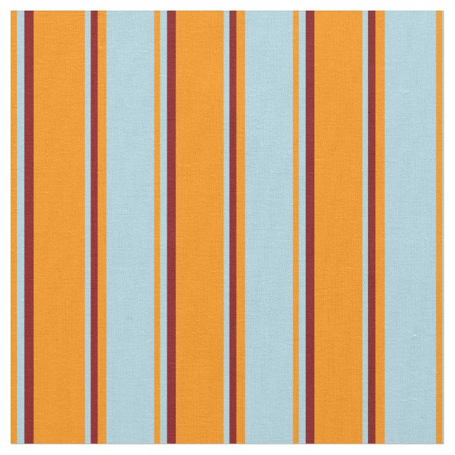 Tela Naranja oscuro, azul claro y líneas de marrón (De cerca)