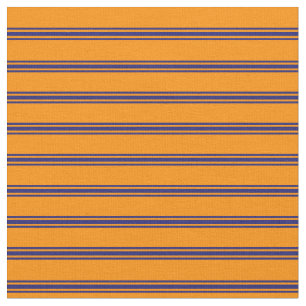 Tela Naranja oscuro y patrón de tiras/líneas azules de 
