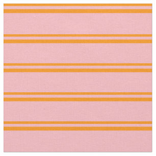 Tela Naranja oscuro y patrón rosa claro rayado/lineal
