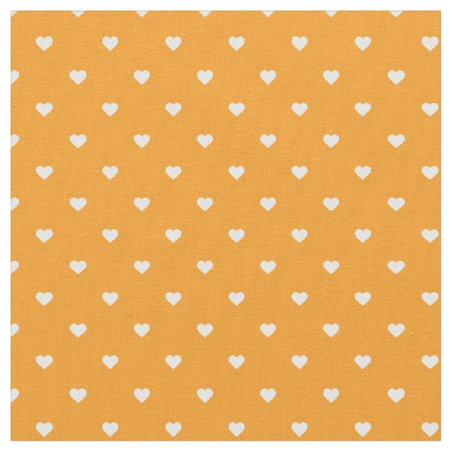 Tela Naranja Polka Dot Hearts (De cerca)