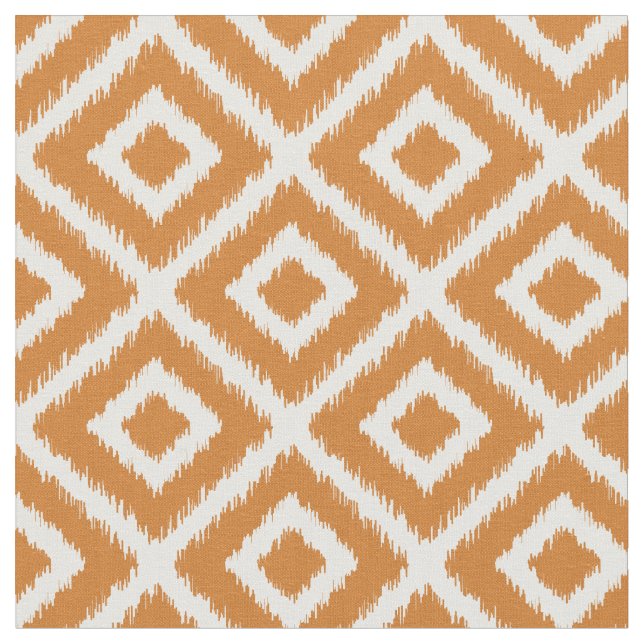 Tela Naranja quemado Ikat Diamonds (De cerca)