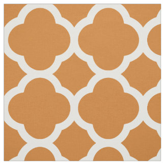Tela Naranja quemado Quatrefoil moderno a gran escala