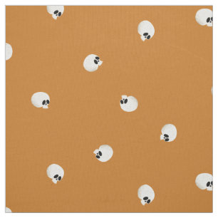 Tela Naranja Random Cute Kawaii Skull Dots
