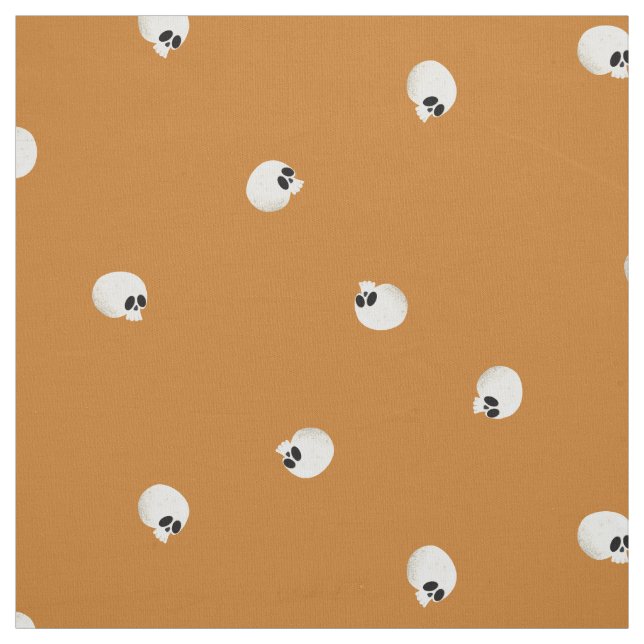 Tela Naranja Random Cute Kawaii Skull Dots (Retal)